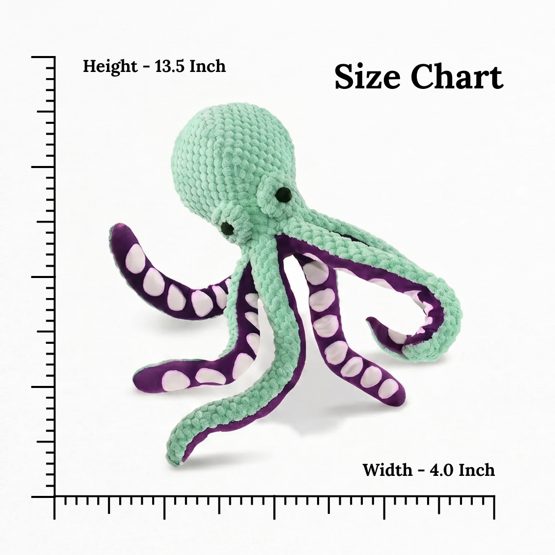 Interactive Plush Octopus - Bite Resistant Chew & Teeth Cleaning Toy