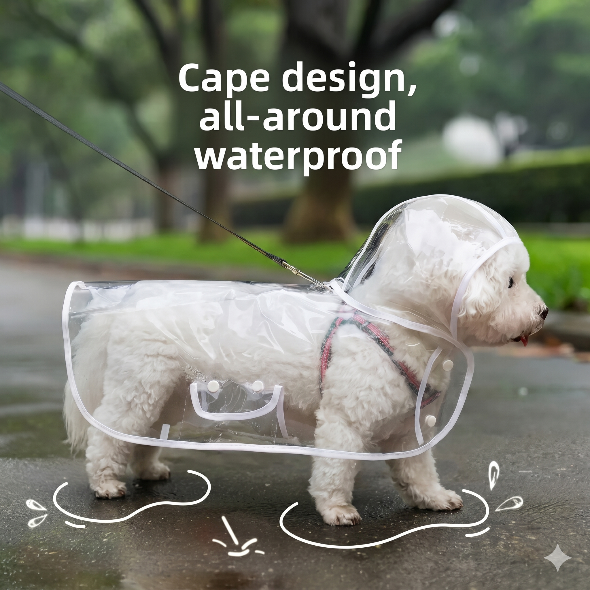 Transparent Dog Raincoat - Waterproof and Windproof