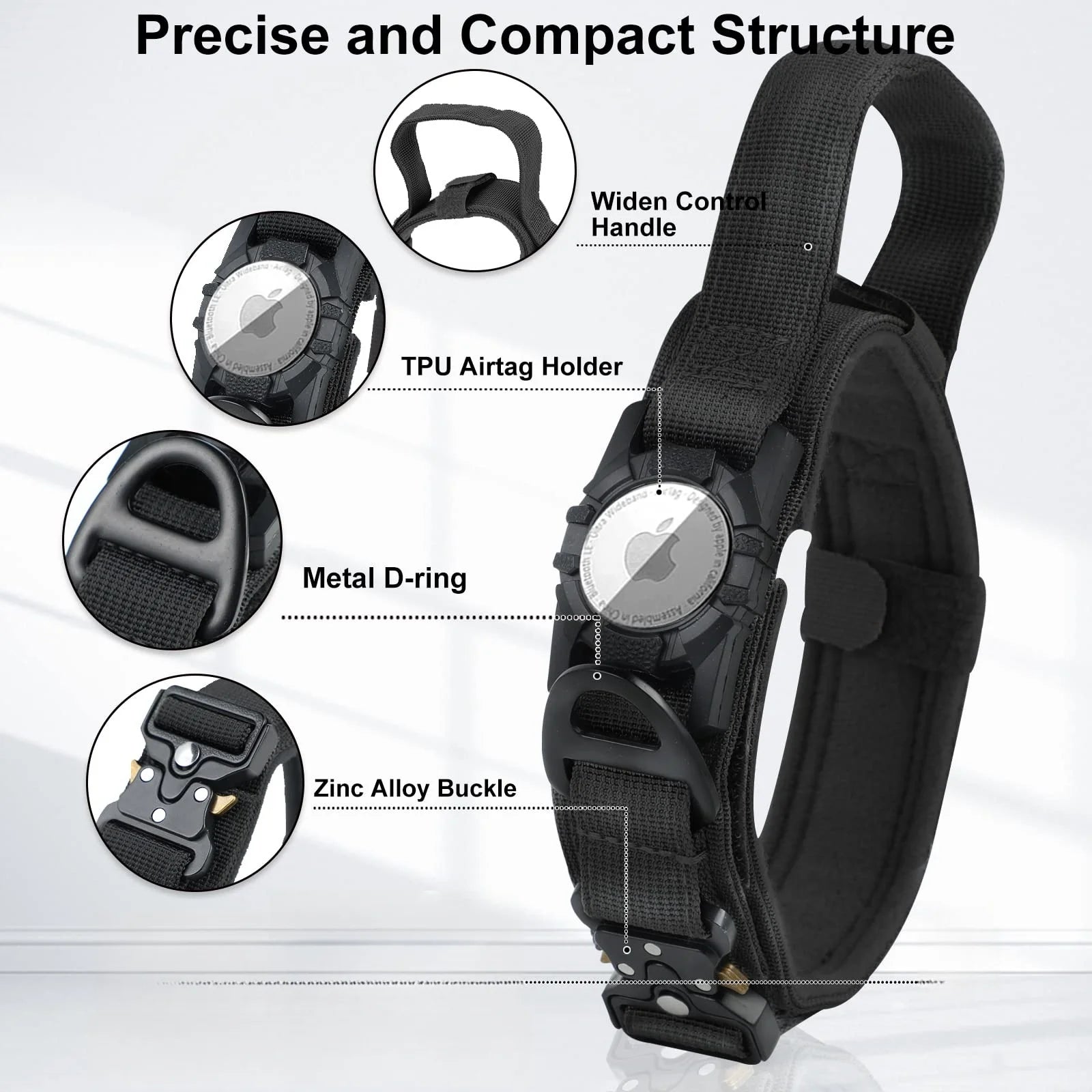 AirTag Tactical Dog Collar, with AirTag Holder