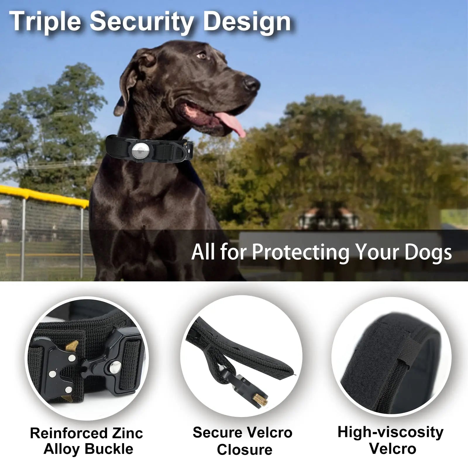 AirTag Tactical Dog Collar, with AirTag Holder